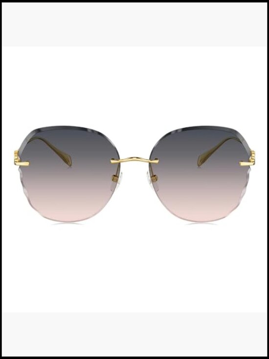 Elegant Titanium Rimless Irregular Diamond-cut Sunglasses Polarized UV main image 6